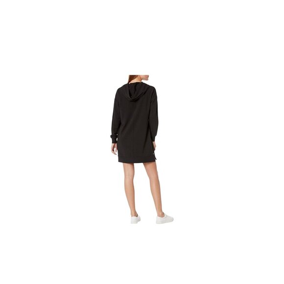 Black Hoodie Dress Womens Casual The Drop Hooded Long Sleeve - Picture 3 of 4